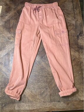 Truth + Theory women’s ankle cotton cargo crop pants rust color size small EUC